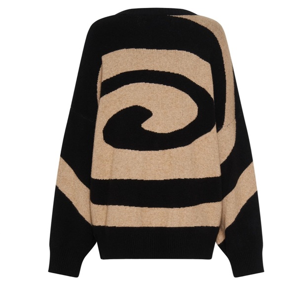ONE TEASPOON BLACK SWIRL VORTEX JUMPER SWEATER Black &Tan with Thumb holes Sz XL - Picture 2 of 14